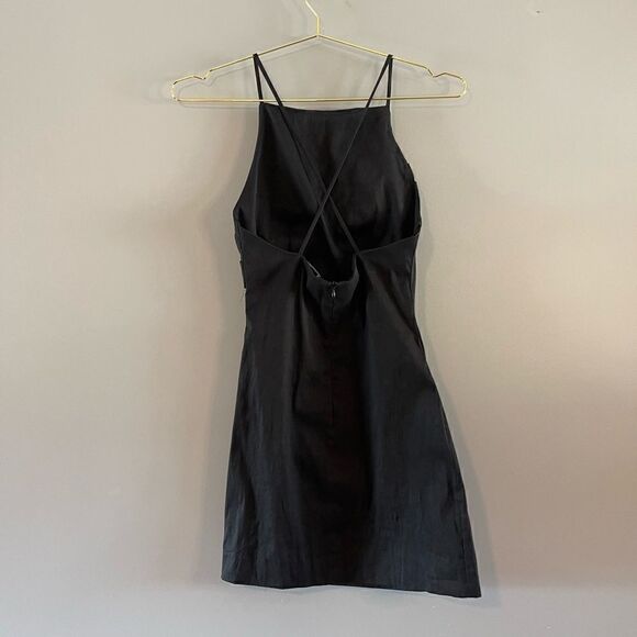 ZARA Linen Blend Strappy Mini Dress || SZ XS || Black - Picture 5 of 15